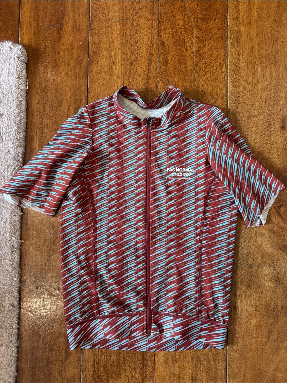 Pas Normal Studios Red & Light Blue Patterned Cycling Jersey